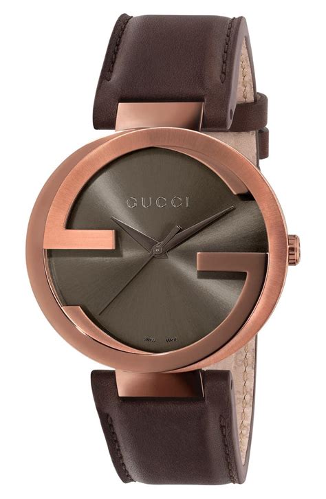 gucci interlocking watch rose gold|leather gucci watch strap 42mm.